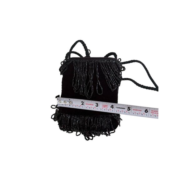 VINTAGE Black Beaded Cocktail Beaded Evening Bag - Picture 6 of 6